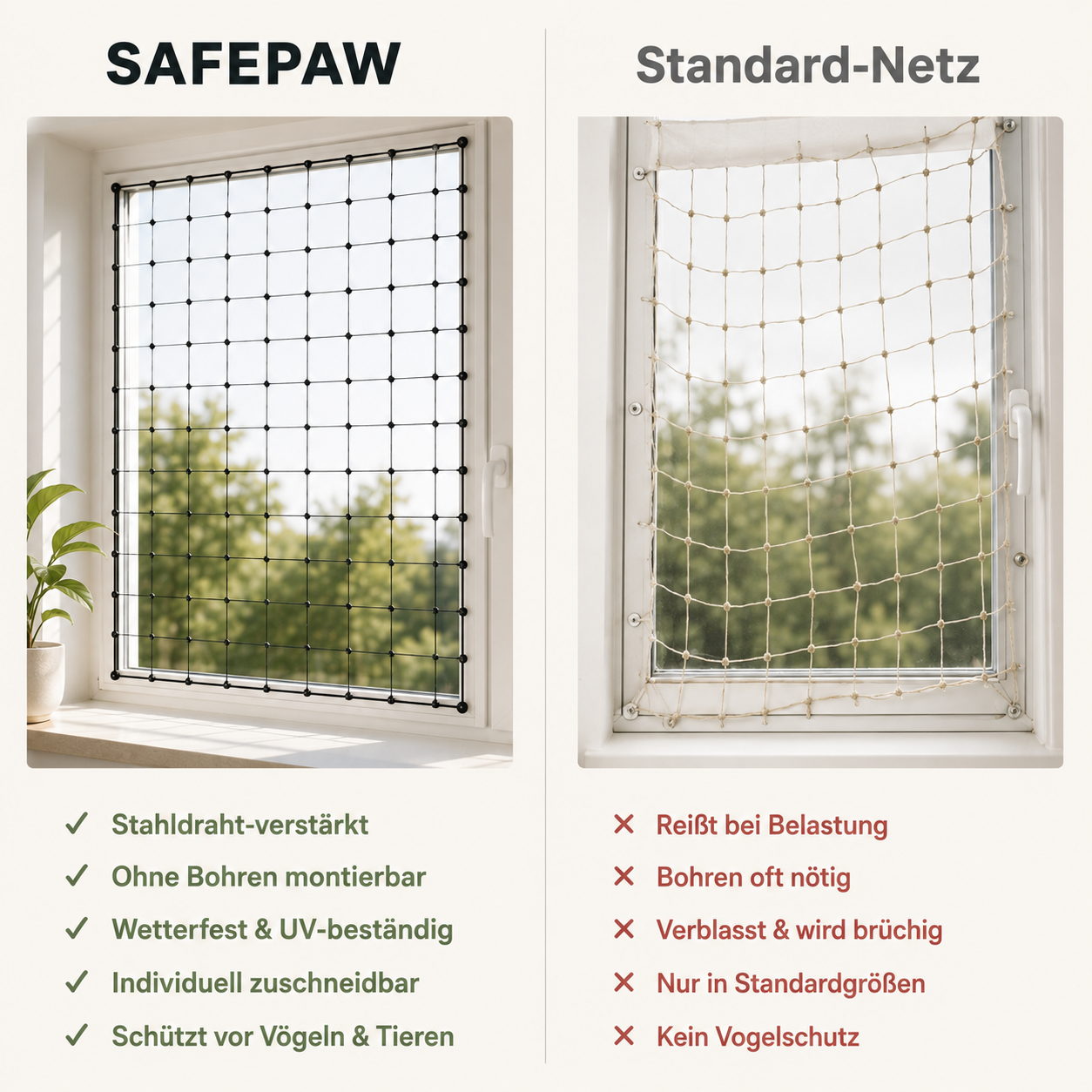 SafePaw – Katzenschutznetz für Balkon & Fenster