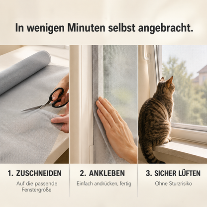 SafeMesh – Katzenschutznetz zum Selbstkleben, ohne Bohren