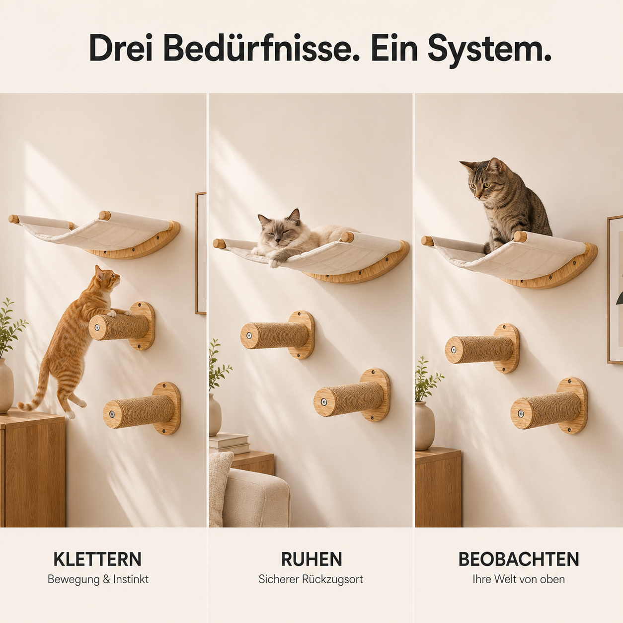 CatWall – Wandmontierte Kletterwand mit Hängematte