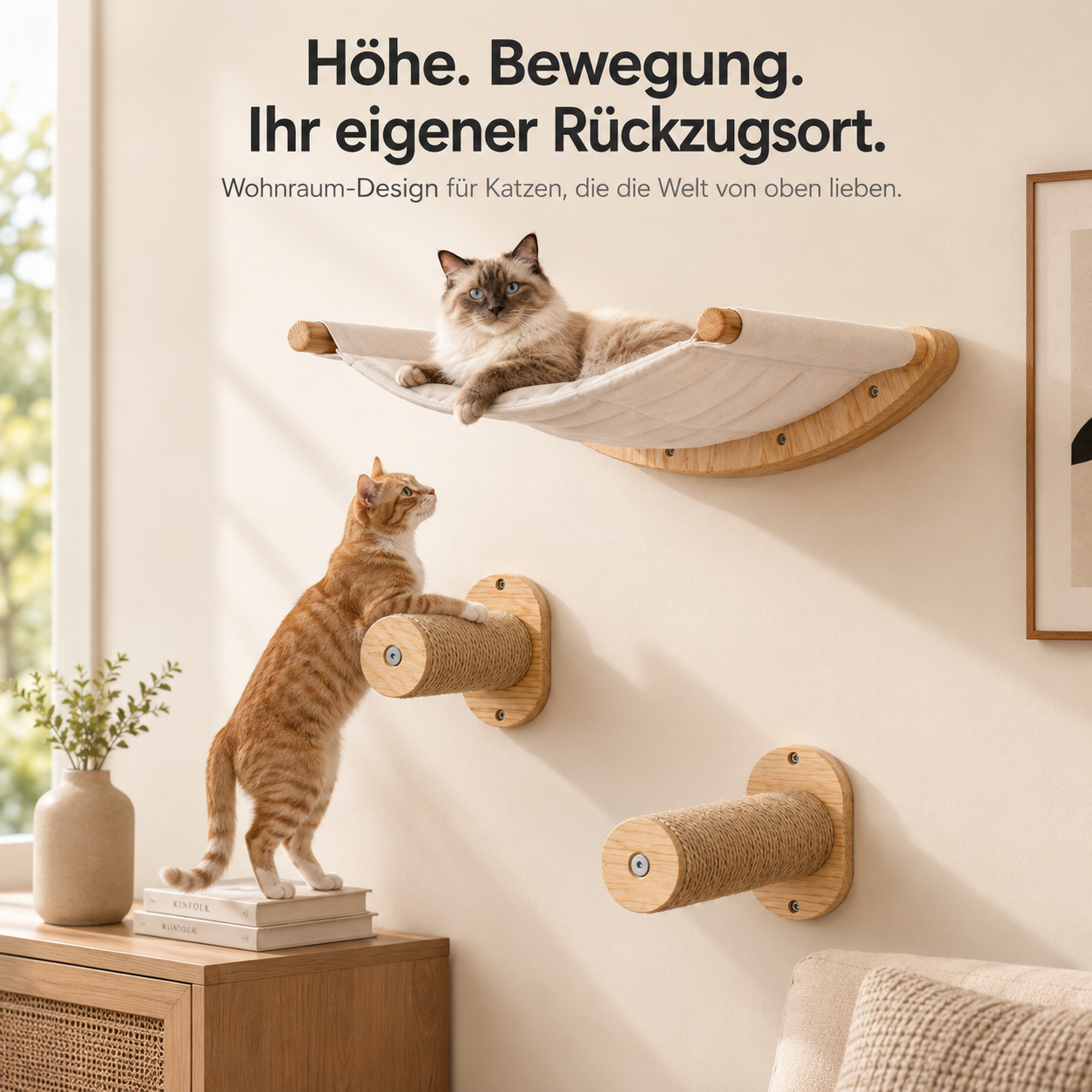 CatWall – Wandmontierte Kletterwand mit Hängematte