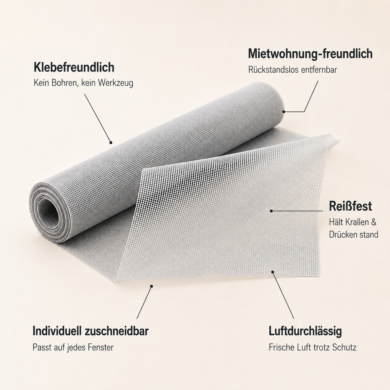 SafeMesh – Katzenschutznetz zum Selbstkleben, ohne Bohren