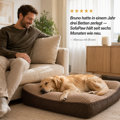 SofaPaw – Kratzfestes Orthopädisches Hundebett mit Wirbelsäulenschutz