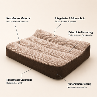SofaPaw – Kratzfestes Orthopädisches Hundebett mit Wirbelsäulenschutz