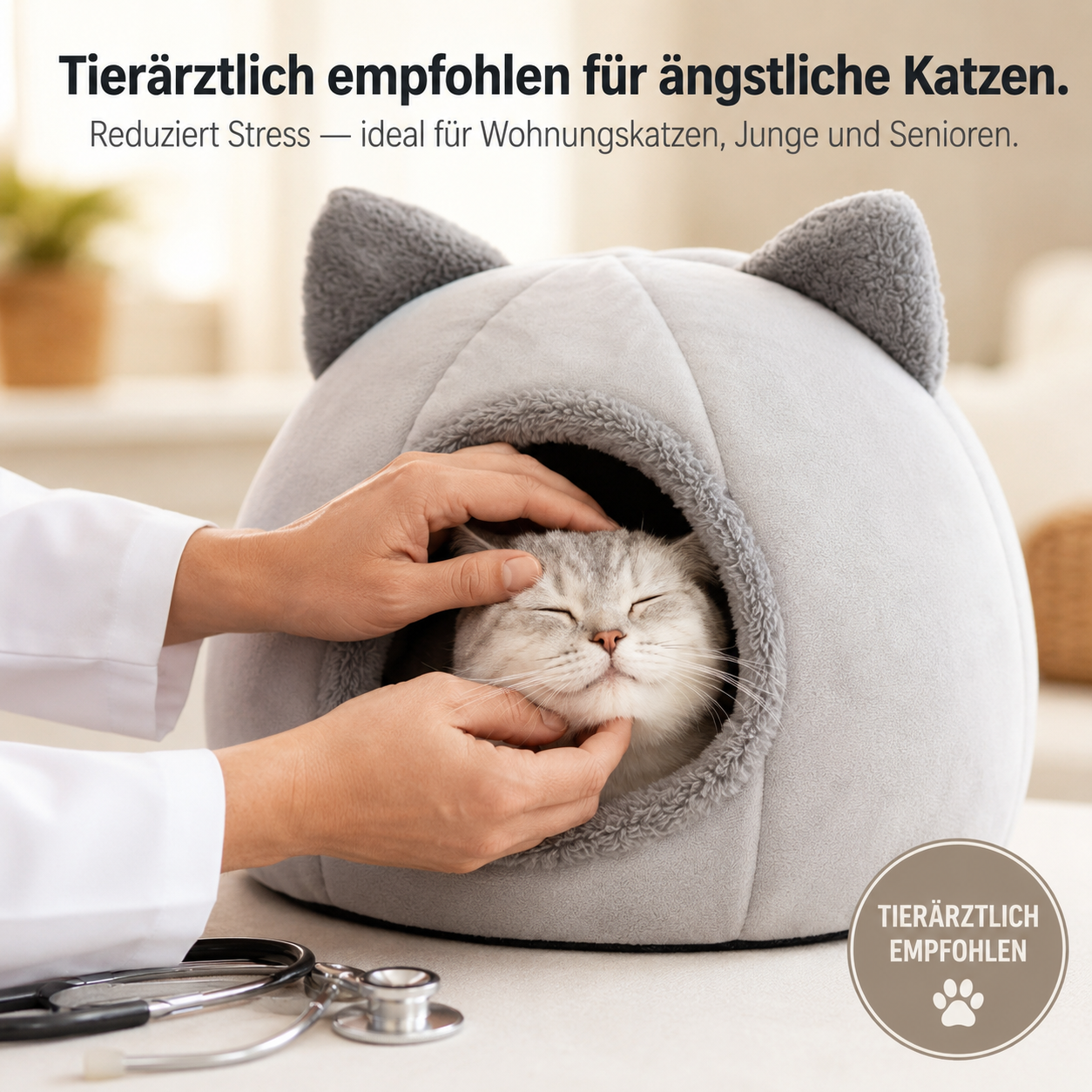 CavePaw – Kuscheliges Höhlenbett für Katzen & kleine Hunde