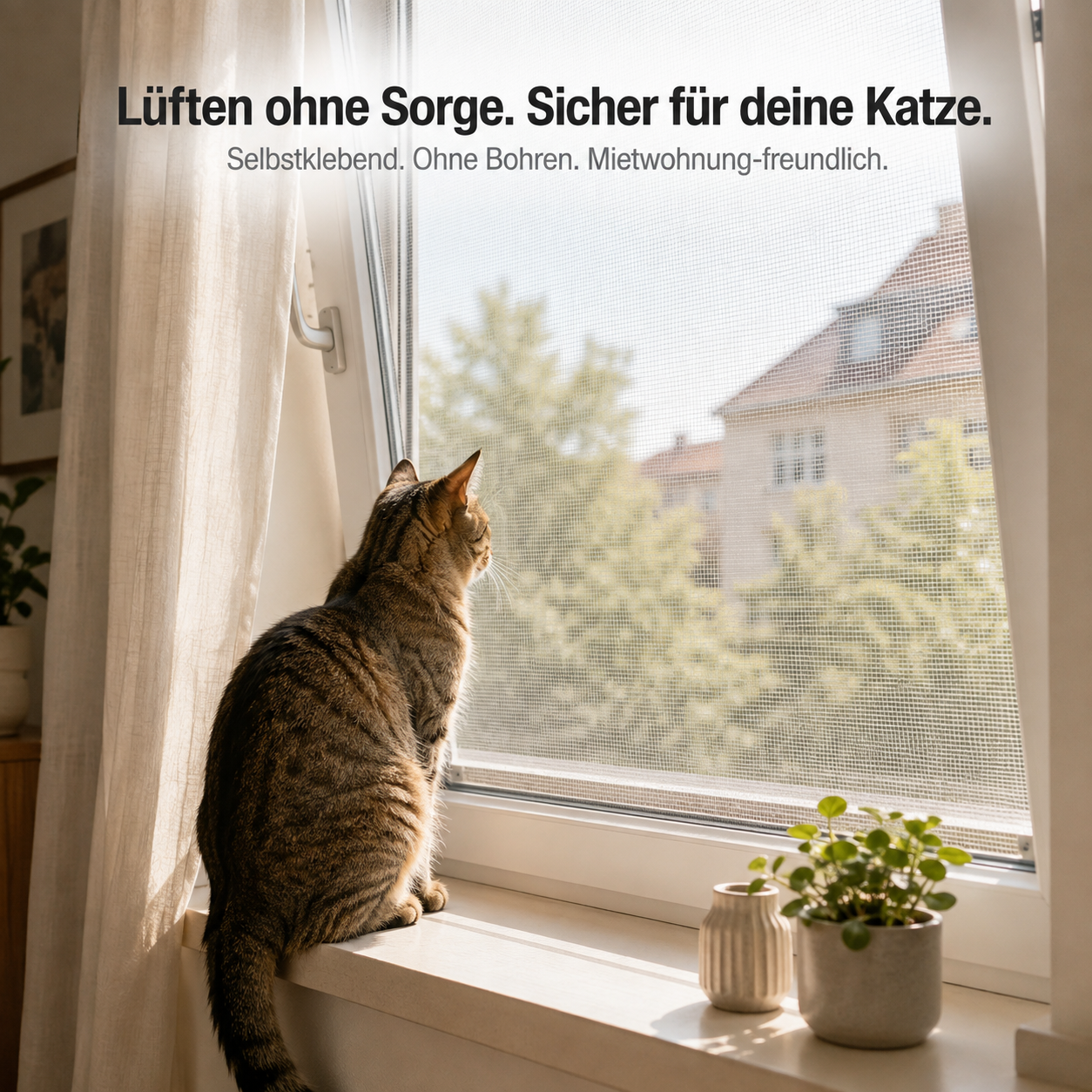 SafeMesh – Katzenschutznetz zum Selbstkleben, ohne Bohren