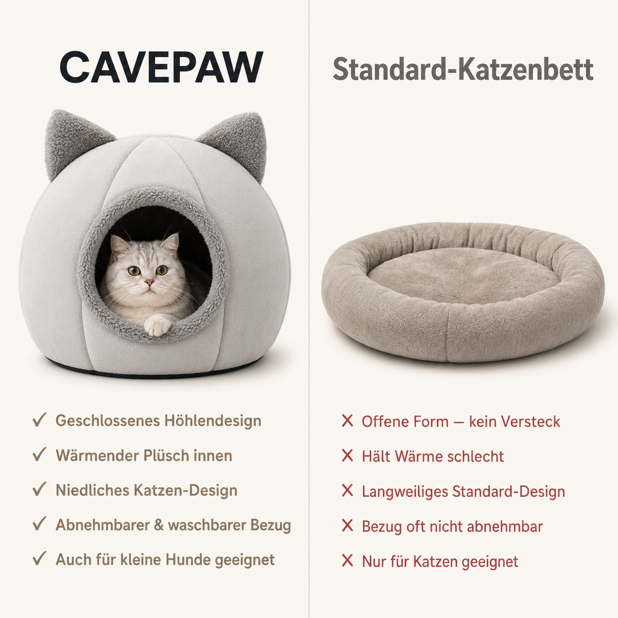 CavePaw – Kuscheliges Höhlenbett für Katzen & kleine Hunde