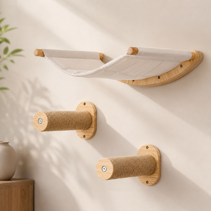 CatWall – Wandmontierte Kletterwand mit Hängematte