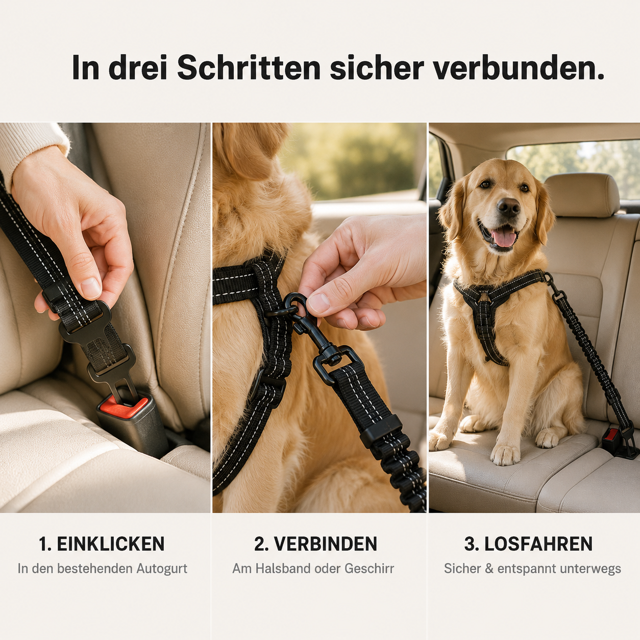 SafeClip – Elastic Car Seat Belt for Dogs (2.5x72cm)