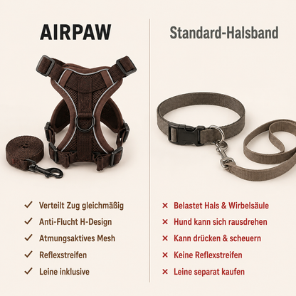 AirPaw – Atmungsaktives Hundegeschirr mit Leine