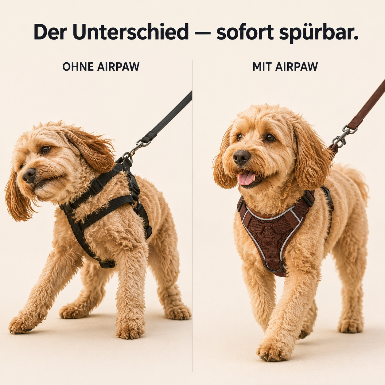 AirPaw – Atmungsaktives Hundegeschirr mit Leine