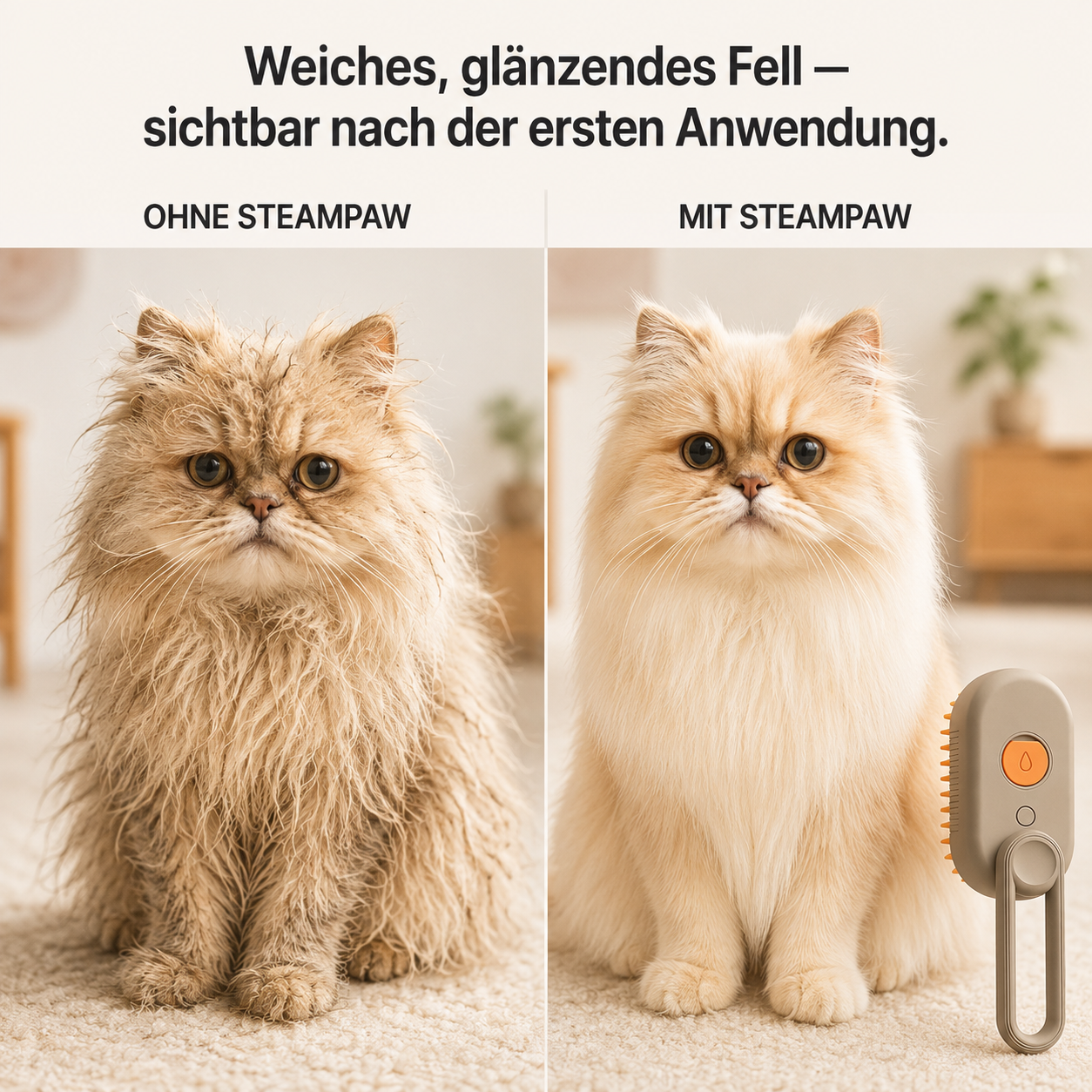 SteamPaw – 3-in-1 Dampfbürste für Hunde & Katzen