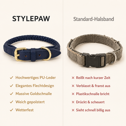 StylePaw – Geflochtenes Leder-Halsband für Hunde