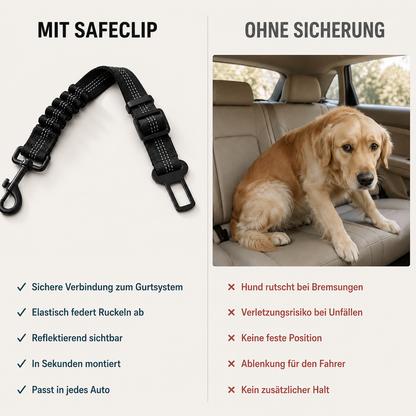 SafeClip – Elastic Car Seat Belt for Dogs (2.5x72cm)
