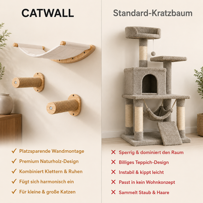 CatWall – Wandmontierte Kletterwand mit Hängematte