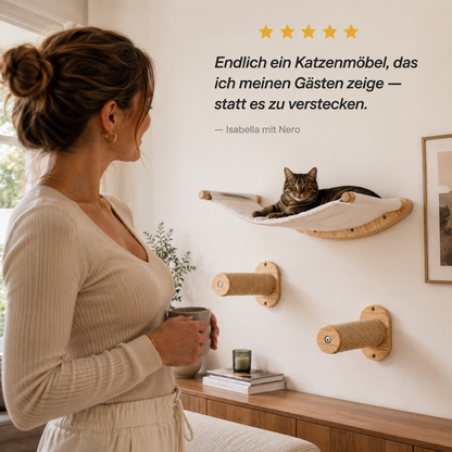 CatWall – Wandmontierte Kletterwand mit Hängematte