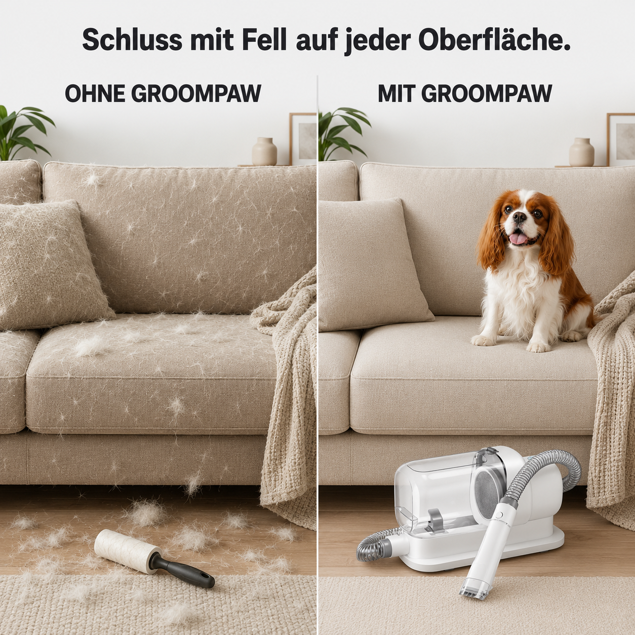 GroomPaw – Pflege-Staubsauger-Set für Hunde & Katzen