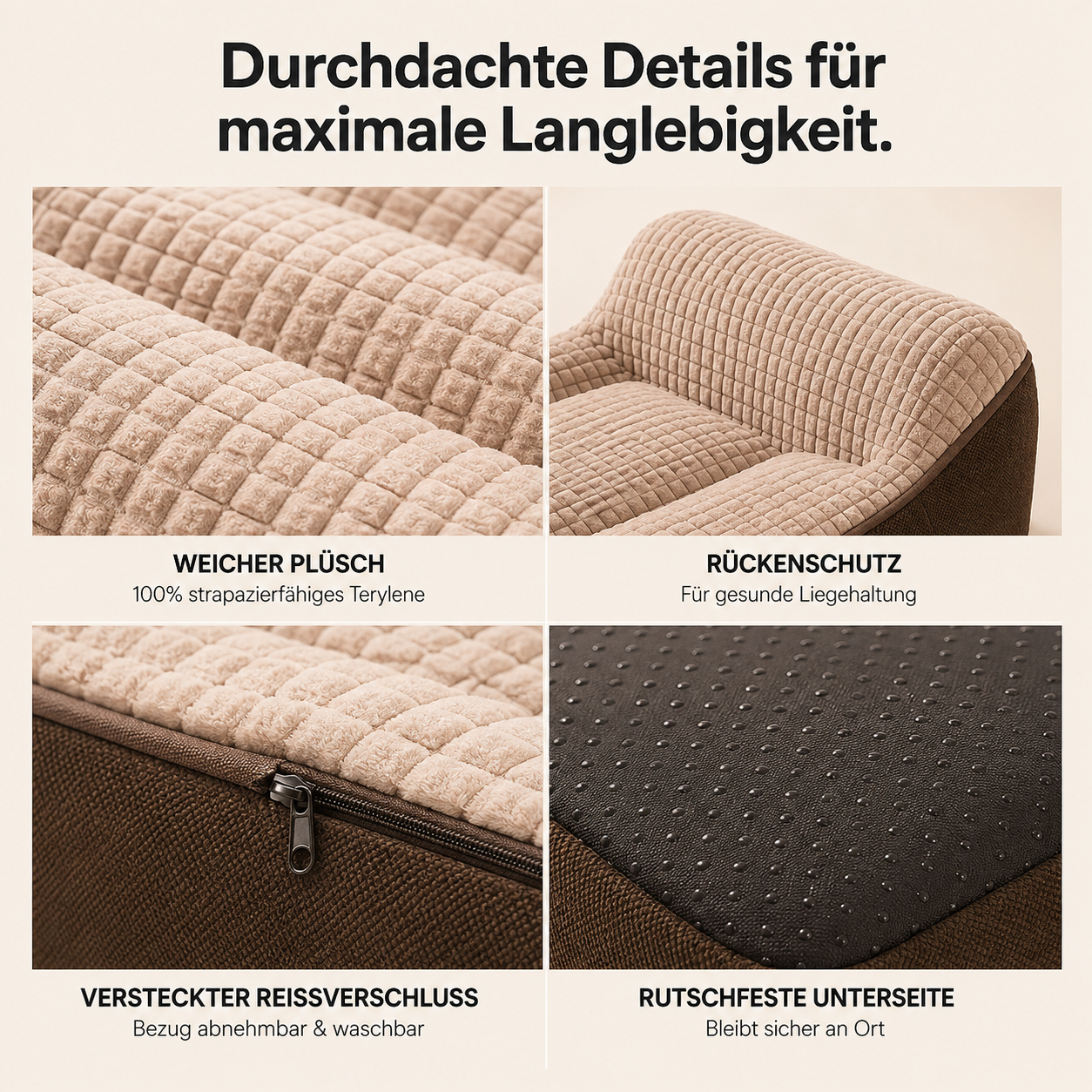 SofaPaw – Kratzfestes Orthopädisches Hundebett mit Wirbelsäulenschutz