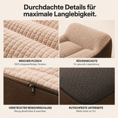 SofaPaw – Kratzfestes Orthopädisches Hundebett mit Wirbelsäulenschutz