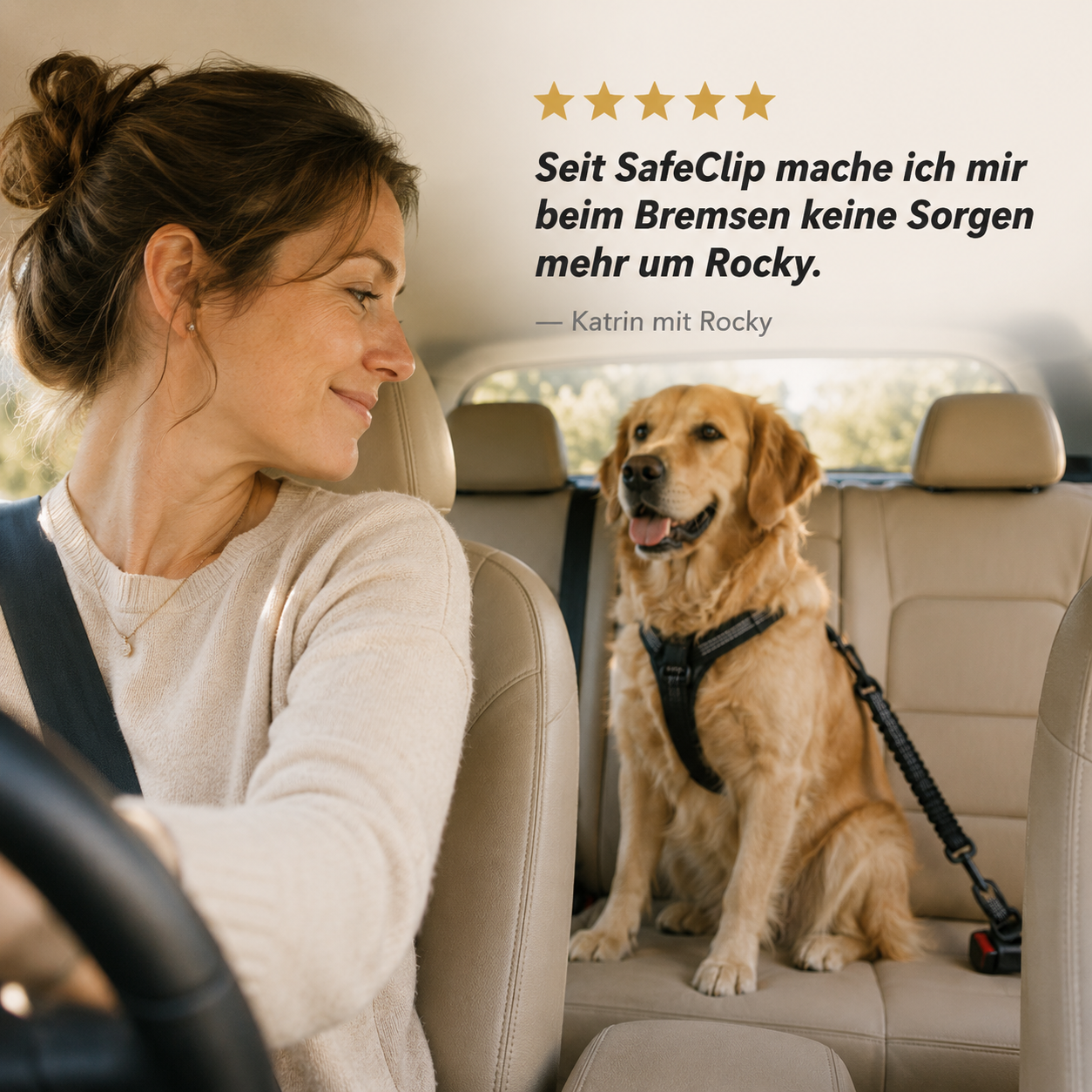 SafeClip – Elastic Car Seat Belt for Dogs (2.5x72cm)
