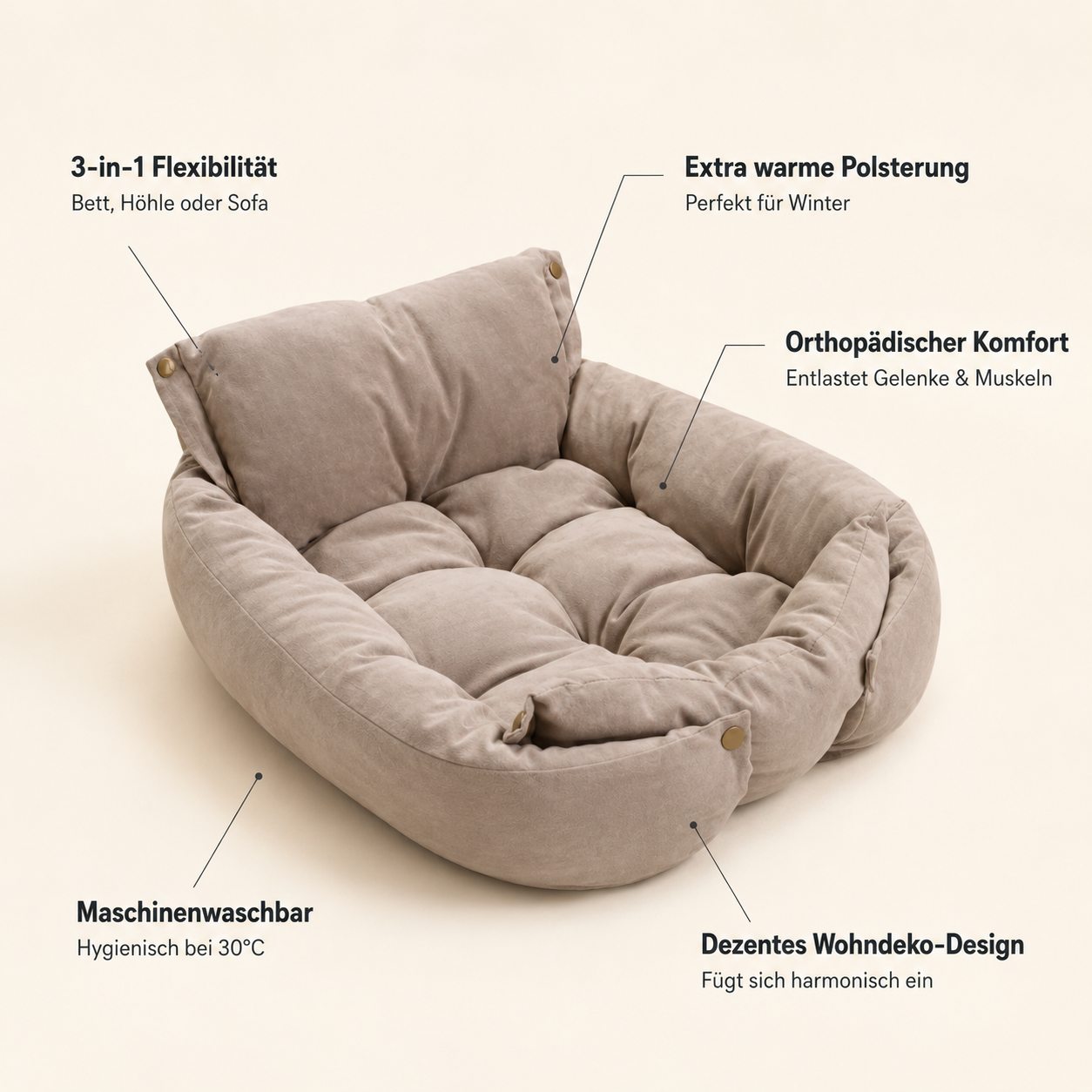 NestPaw – Kuscheliges 3-in-1 Schlafbett für Hunde & Katzen