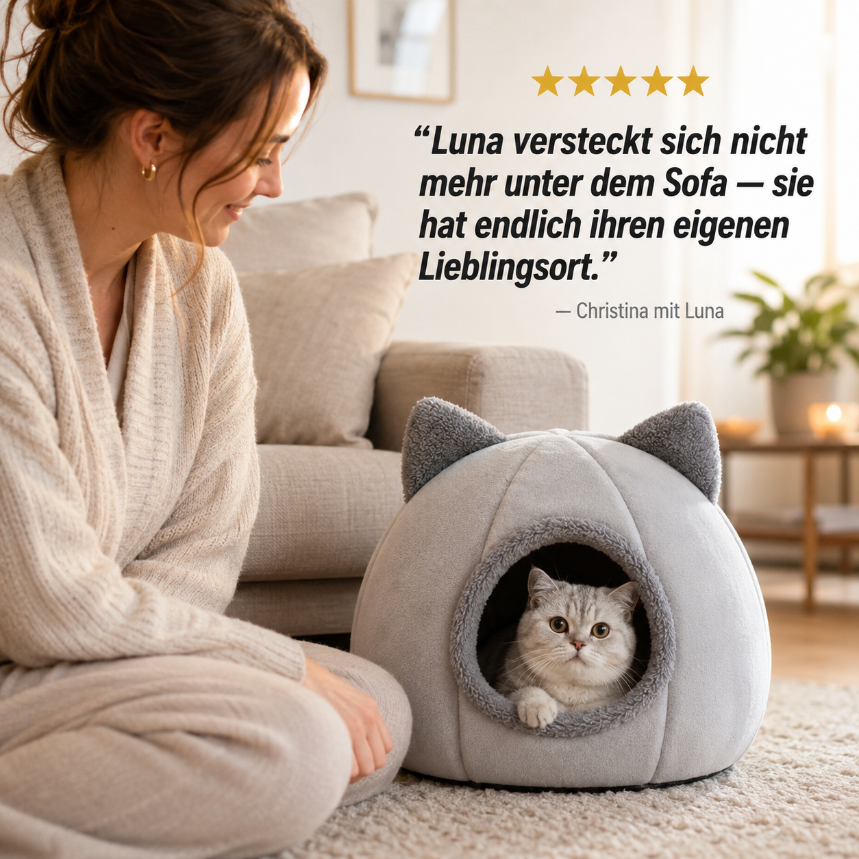 CavePaw – Kuscheliges Höhlenbett für Katzen & kleine Hunde