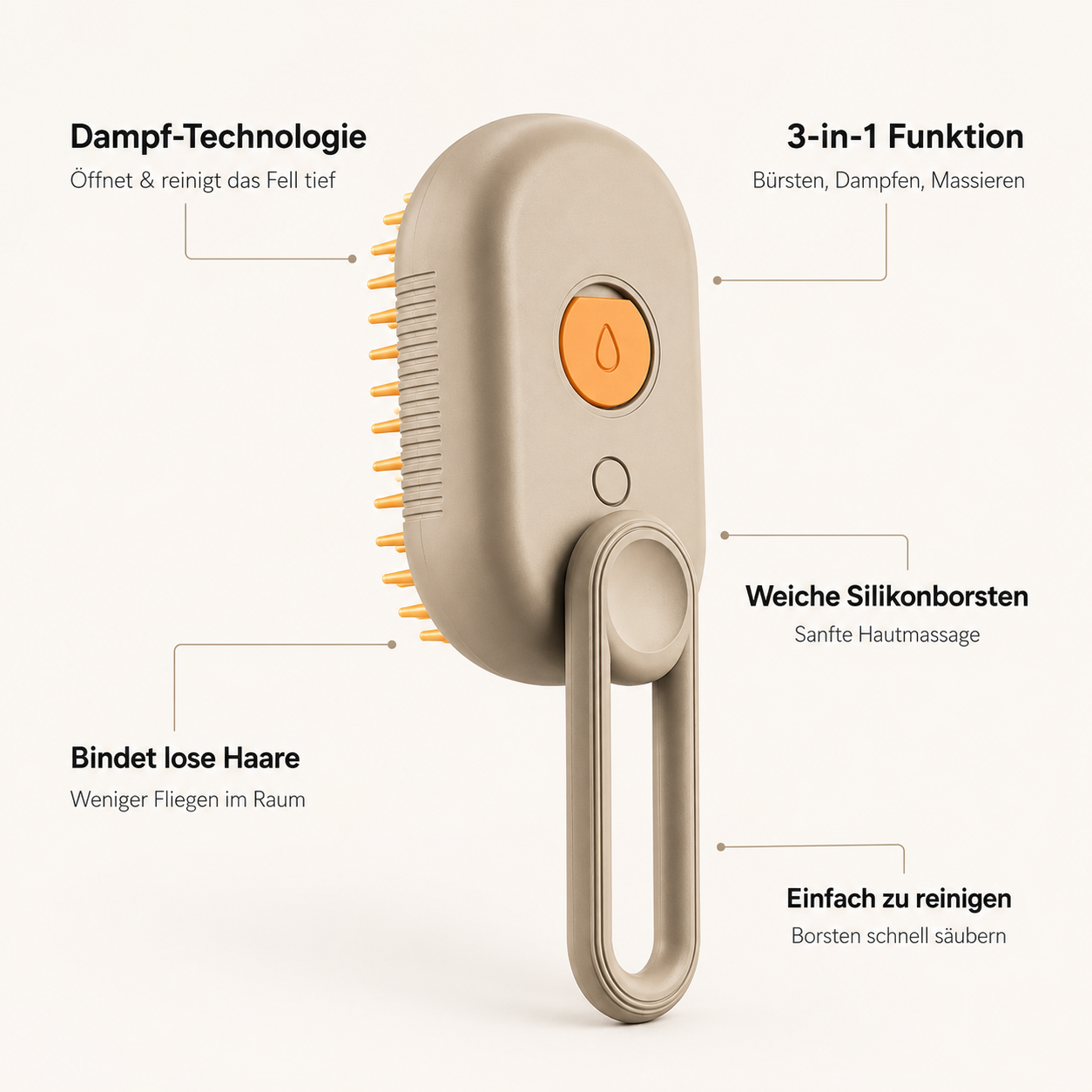 SteamPaw – 3-in-1 Dampfbürste für Hunde & Katzen
