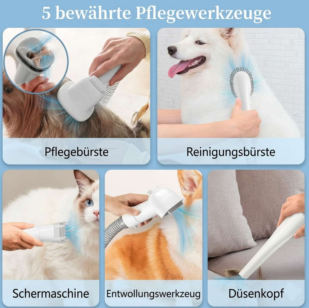 GroomPaw – Pflege-Staubsauger-Set für Hunde & Katzen