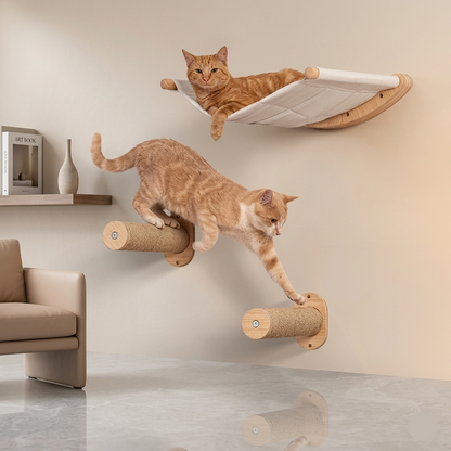CatWall – Wandmontierte Kletterwand mit Hängematte