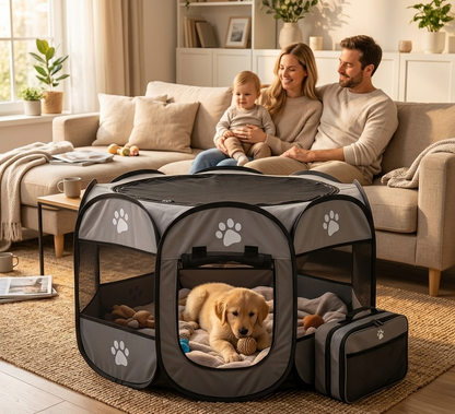 PawTent – Faltbarer Laufstall für Welpen, Hunde & Katzen