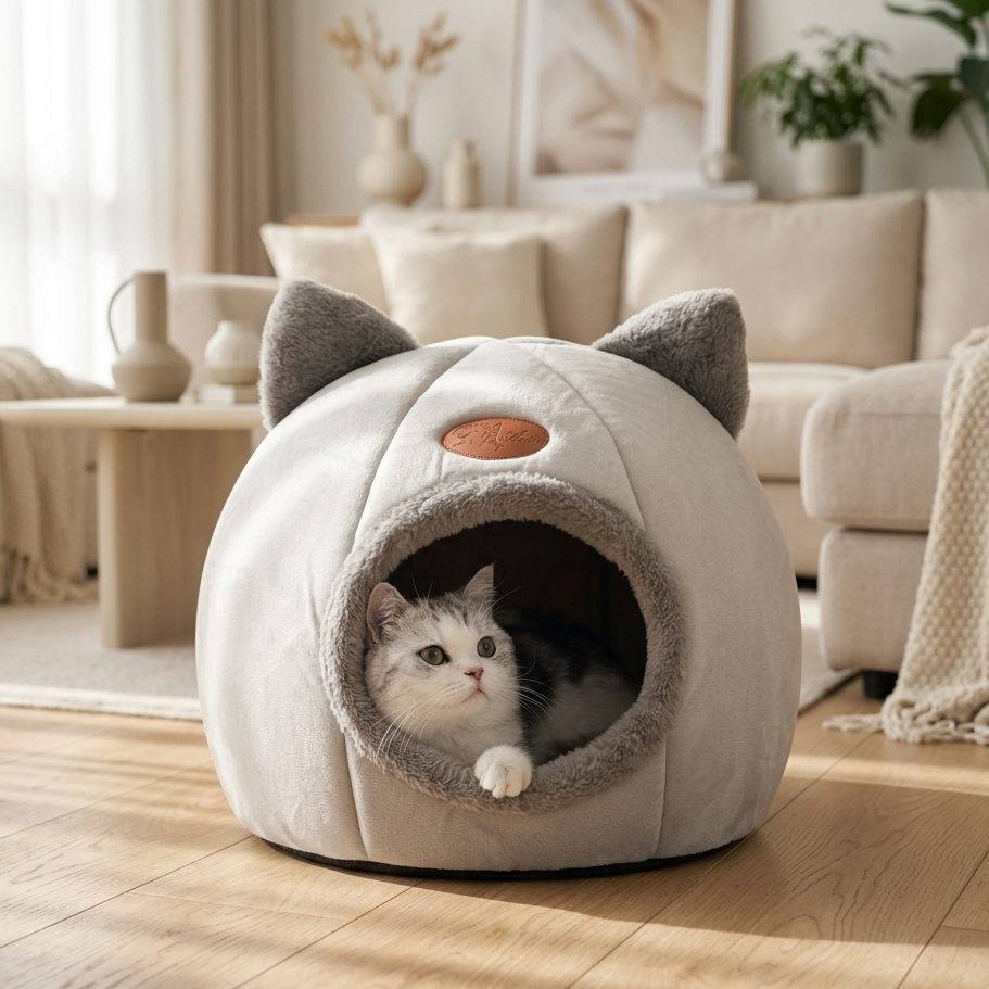 CavePaw – Kuscheliges Höhlenbett für Katzen & kleine Hunde