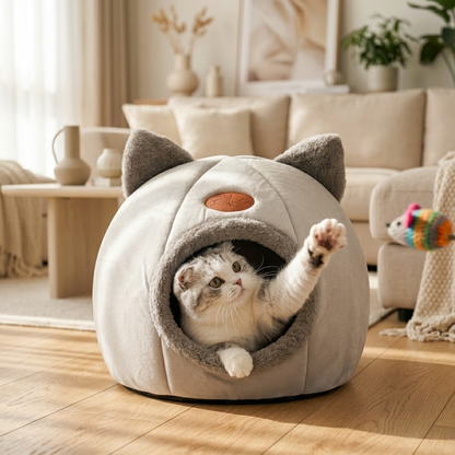 CavePaw – Kuscheliges Höhlenbett für Katzen & kleine Hunde