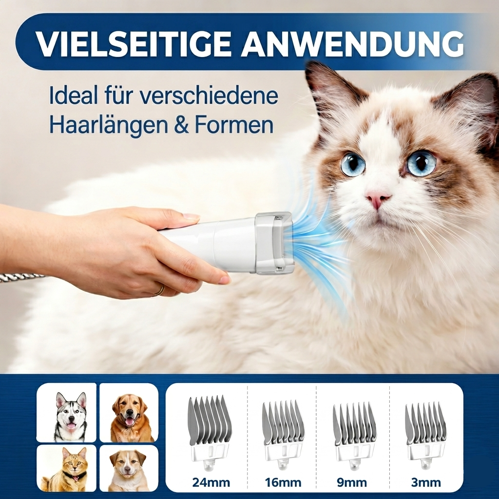 GroomPaw – Pflege-Staubsauger-Set für Hunde & Katzen