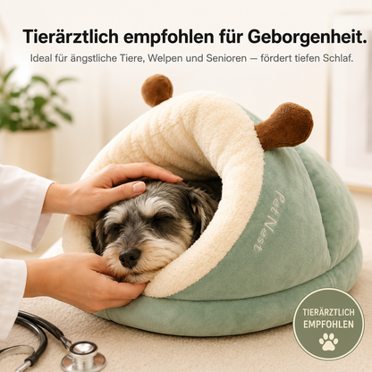 SlipperPaw – Warmes Höhlenbett im Hausschuh-Design
