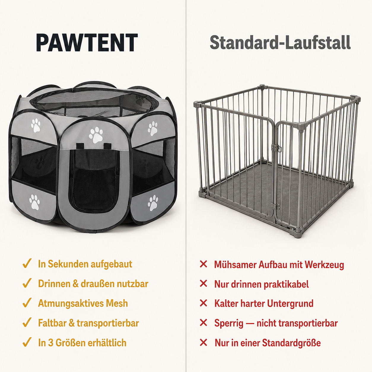 PawTent – Faltbarer Laufstall für Welpen, Hunde & Katzen