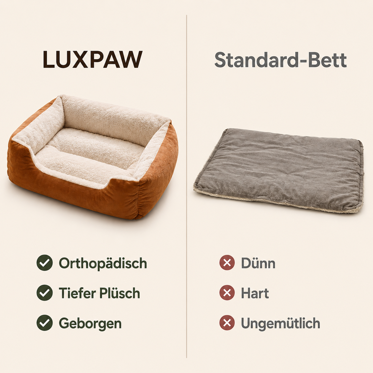 LuxPaw – Orthopädisches Kuschelsofa für Katzen & Hunde 90x70cm