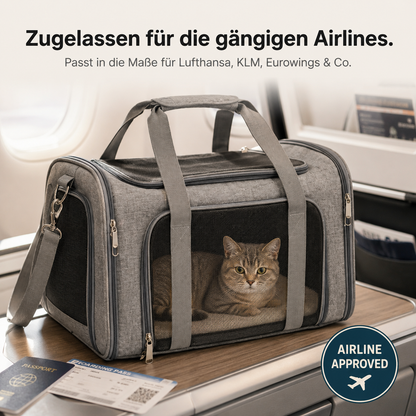 PawGo – Airline-zugelassene Tragetasche für Hunde & Katzen