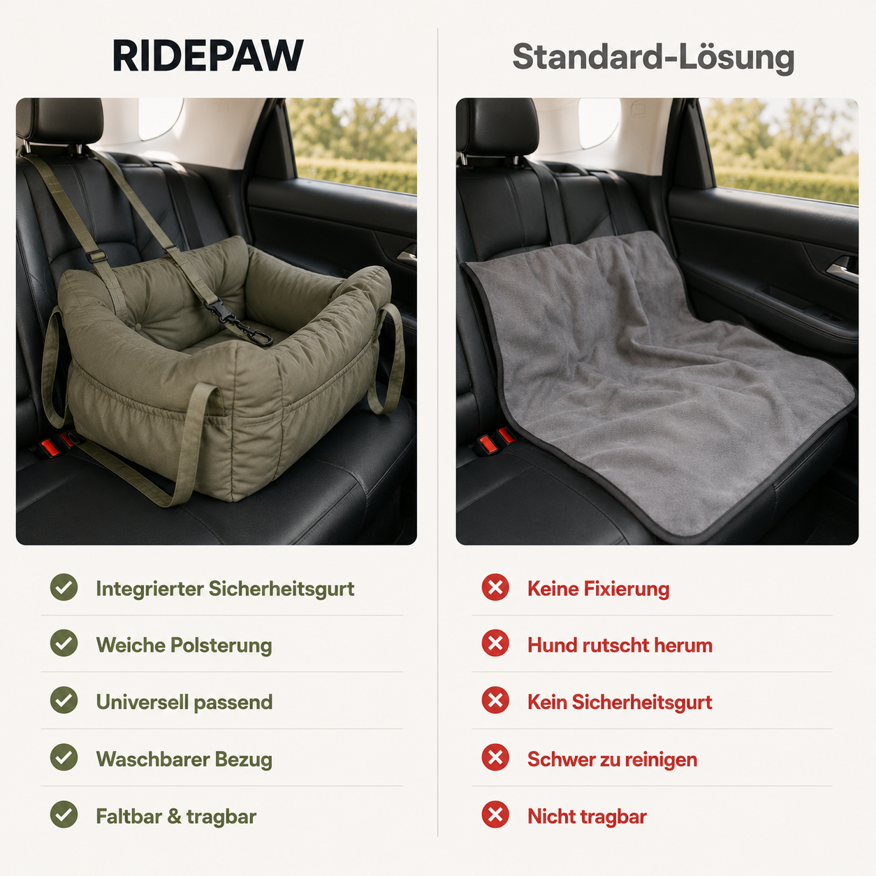 RidePaw – Sicherer Autositz für kleine Hunde