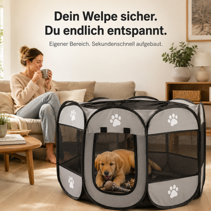 PawTent – Faltbarer Laufstall für Welpen, Hunde & Katzen