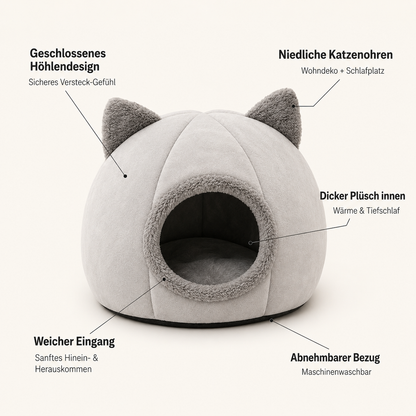 CavePaw – Kuscheliges Höhlenbett für Katzen & kleine Hunde
