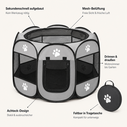 PawTent – Faltbarer Laufstall für Welpen, Hunde & Katzen