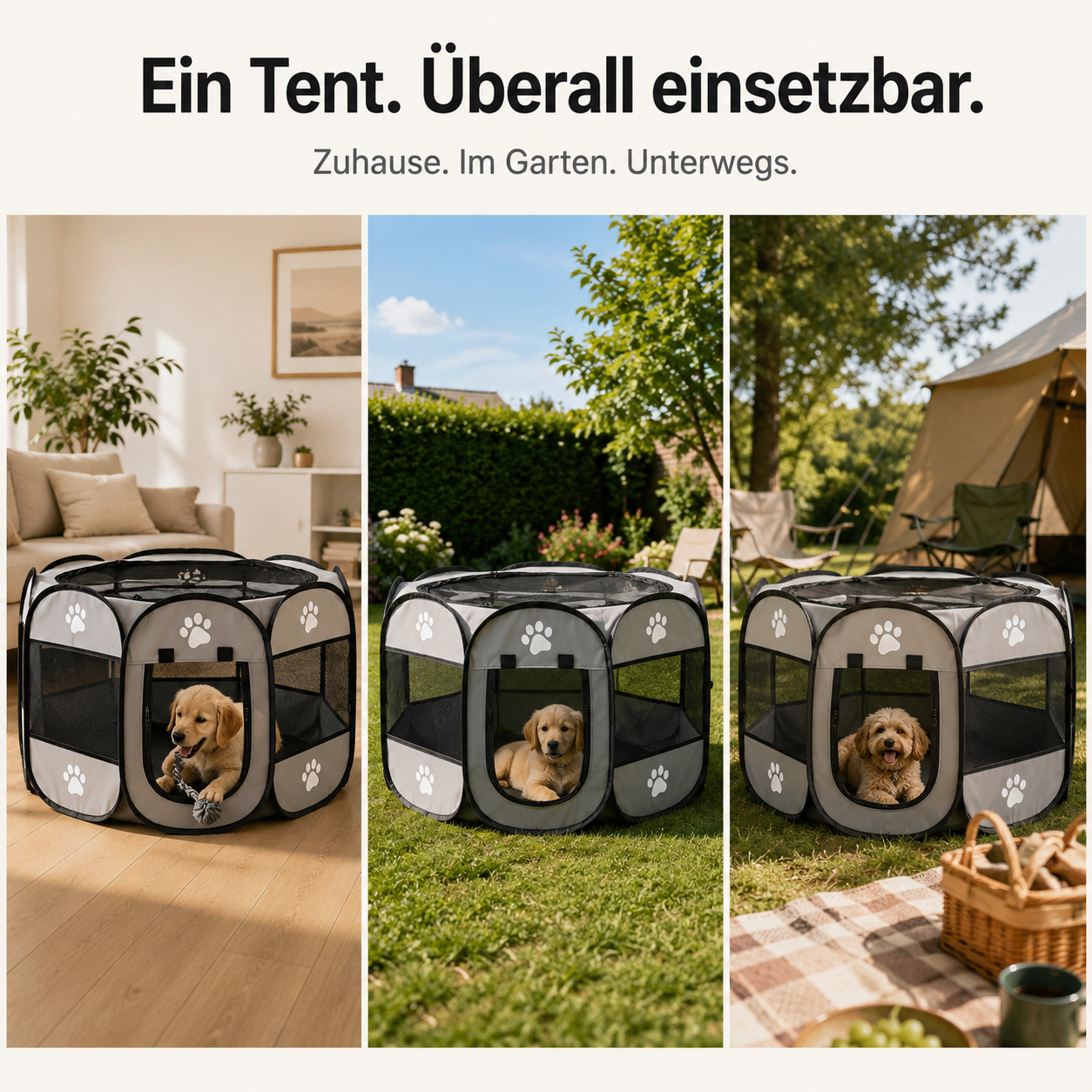 PawTent – Faltbarer Laufstall für Welpen, Hunde & Katzen