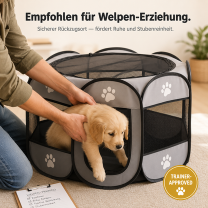 PawTent – Faltbarer Laufstall für Welpen, Hunde & Katzen