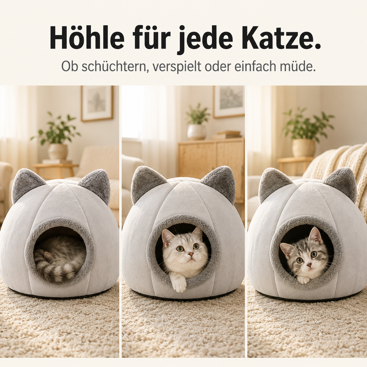 CavePaw – Kuscheliges Höhlenbett für Katzen & kleine Hunde