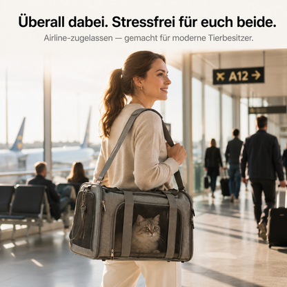 PawGo – Airline-zugelassene Tragetasche für Hunde & Katzen